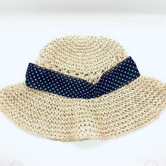Eve Shulman • Little Girl’s Polka Dot Banded Paper Straw Hat 2T-5T - Picture 4 of 14